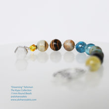 Load image into Gallery viewer, Amber, Lemurian Aquatine Calcite and Ocean Blue Apatite