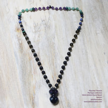 Load image into Gallery viewer, 10mm Lava and Smoky Quarz, 8mm Faceted Sodalite + Green Aventurine + Amethyst, Azurite Saucers, Beautiful Fluorite Goddess Focal